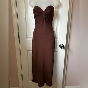 Bodycon Brown Strapless Dress